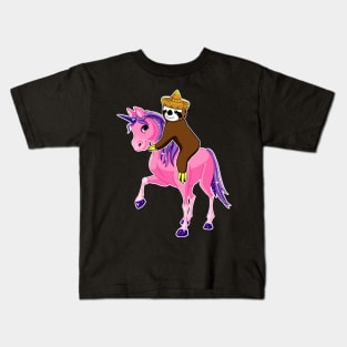 Sloth rides Unicorn Cinco de mayo Kids T-Shirt